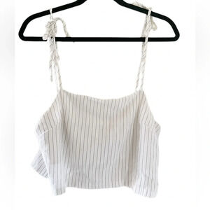 J galt white black striped cropped sphaghetti Tank top
